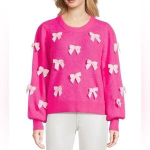 Lilly Pulitzer Zarie Fluffy Blend Knit Bow sweater in hot pink size XL NWT